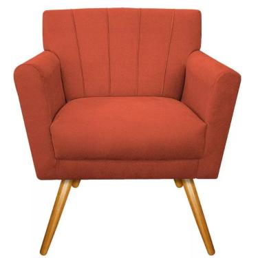 Imagem de Poltrona Decorativa Laura Escritório Recepção Sala Pé Palito Suede Vermelho - Fabrica 1 Móveis