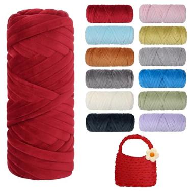 Imagem de Fio grosso grosso para tricô, fio de tubo gigante de lã de cristal macio para projetos de kintting à mão - cobertor, cama de animais de estimação, travesseiro e bolsas (vermelho escuro, 33 jardas)