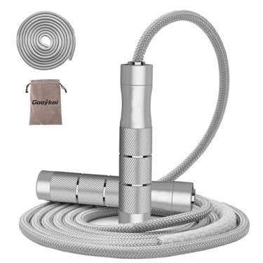 Imagem de Gaoykai Corda de pular pesada fitness para mulheres e homens, corda de pular sem emaranhados para treinamento de Muay Thai, Crossfit, alças de alumínio, comprimento ajustável, cordão de PVC e corda de