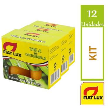 Imagem de Kit 12 Vela De Citronela Fiat Lux Caixa Com 2um Cada