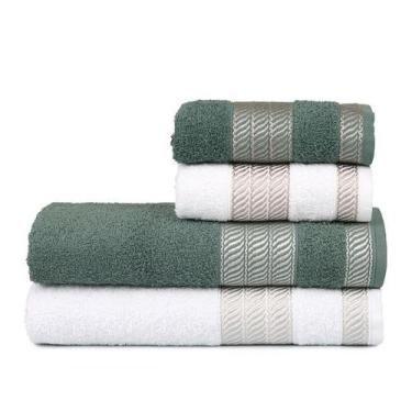 Imagem de Jogo Toalha de Banho Gigante 4 Peças Siena Atlântica, Verde e Off Whit