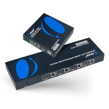 Imagem de OREI Extensor De Rede 4K Hdmi 4X1 Kvm Sobre Ethernet, Cabo Balun Cat6/7 A 60 Hz Até 70 Metros - 2 Portas Usb 1.1, Compatível Com Teclado E Mouse