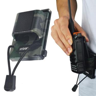 Imagem de HYSHIKRA Coldre de rádio tático universal para acessórios de cinto, suporte de clipe de cinto Walkie-Talkie para Baofeng Quansheng Retevis Kenwood Yaesu Midland CB HT (Camuflagem)