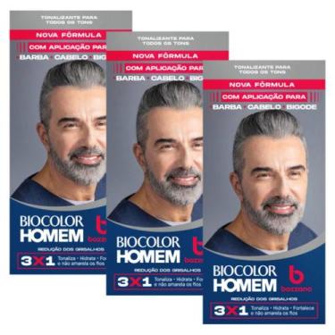 Imagem de Kit 3 Tonalizante Biocolor Homem Reducao Grisalhos - Bozzano