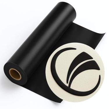 Imagem de echomerx Puff Vinil Transferência Térmica 30,5 Cm X 1,8 M Preto, Rolo Longo 3D Puffy Htv Para Máquina Cricut Cameo, Passador De Camiseta, Fácil Cortar E Remover, Aparência Impressão Arrojada, Laváve