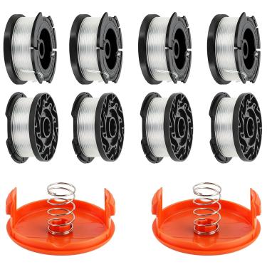 Imagem de Haibro Carretel de substituição AF-100, 1,8 m, linha de substituição de aparador de corda compatível com Black and Decker AF-100-3ZP GH900 GH600, autofeed linha de aparador de grama comedor de ervas daninhas (8 bobinas + 1 tampa + mola)