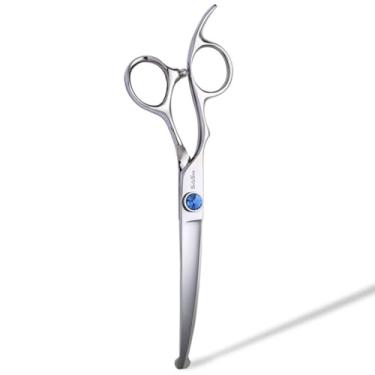 Imagem de SnipStar 6,5 polegadas Pet tesoura reta VG10 aço 20 graus dobra mão esquerda corte tesoura para cuidados de cães