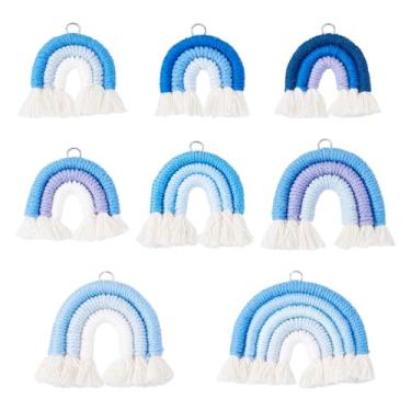 Imagem de Spritewelry Amuletos de borla arco-íris feitos à mão pingentes de borla arco-íris coloridos boêmios macramê pingentes para decoração de bolsa de mão de artesanato DIY