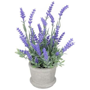 Imagem de Healifty Flores artificiais de plástico de lavanda artificiais em vasos, plantas falsas para casa, casamento, cozinha, jardim, pátio, decoração interna e externa (roxo)