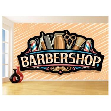 Imagem de Papel De Parede 3D Barbearia Barber Shop Logo 3,5M Brb38 - Você Decora