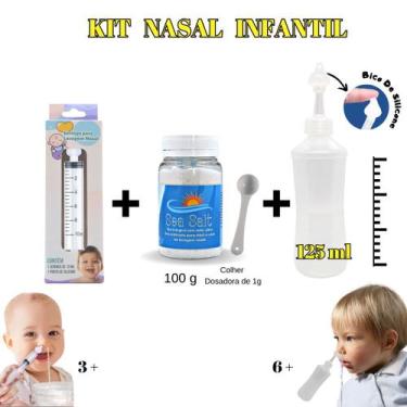 Imagem de Kit Lavagem Nasal Infantil Seringa+Soro+Dispositivo 125ml - Ecommerce 