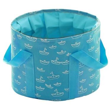 Imagem de Balde dobrável para pés de imersão - Banheira portátil para pés de 25 L, lavatório de imersão para os pés, lavatório de imersão para pés, lavatório de pedicure em casa, acampamento ao ar livre, azul