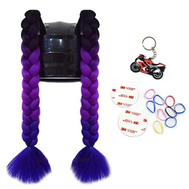 Imagem de GYMARK 2 Psc Capacete Pigtail Motocicleta Rabo De Cavalo Bicicleta Tranças Cabelo Rabos Para Qualquer Decorações Copo Reutilizável (C)