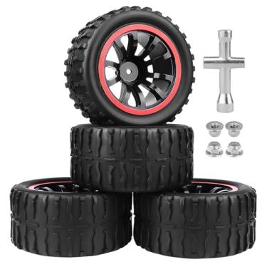 Imagem de 4PCS AllinRC Pre-Glued 1/10 RC Monster Truck Tires & 12mm Hex Wheels for Brushless Traxxas Stampede Rustler VXL E-Revo Redcat Blackout Volcano Arrma Tekno HSP HPI Savage XS All-Terrain Tires (Type A)