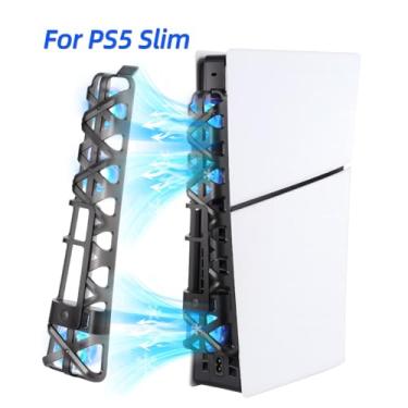 Imagem de Cooling Fan with LED Light for PS5 Slim, Quiet Cooling System Accessories for Playstation 5 Slim Disc and Digital Editions, Compatible with Horizontal Stand For Gaming Console