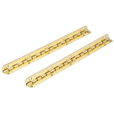 Imagem de Dobradiças de piano longas banhadas a latão | 19,8 cm de comprimento | parada de 90 graus | Pacote com 2 | umidificador, caixa, dobradiças de caixa | DL-C1361-19010BPS (1)