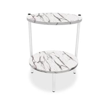 Imagem de Mesa de Canto Lateral Nairóbi Redonda - Branco e Vulcano - Genus Móvei