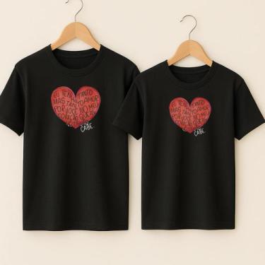 Imagem de Camiseta Algodão Unissex Casal Estampa Eu Tenho Tanto Mas Tanto Amor C