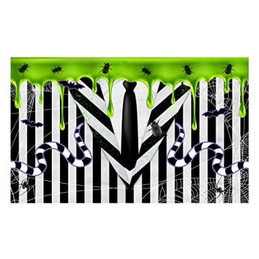 Imagem de Allenjoy Pano de fundo preto e branco com listras de Halloween para fotos de besouro suco, decoração de parede, casamento, aniversário, fantasia, festa, decoração, banner, férias, cabine de fotos