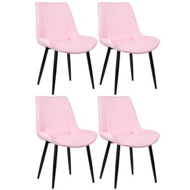Imagem de Kit 4 Cadeiras Estofadas Design Industrial Rosa Claro