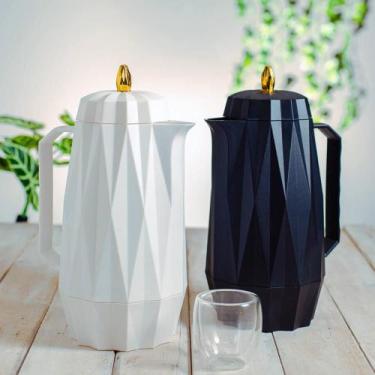 Imagem de Garrafa Térmica Lyor Vintage 1L Preta Bule Café Chá Água Plástico Diam