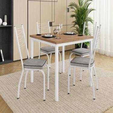 Imagem de Conjunto Sala de Jantar Mesa Quadrada 90cm Tampo BP com 4 Cadeiras Adr