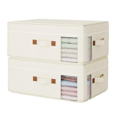 Imagem de GRANNY SAYS Pacote com 2 sacos de armazenamento de roupas, recipientes de armazenamento dobráveis sob a cama, organizadores de armário de 35 L para travesseiros, roupa de cama, cobertores