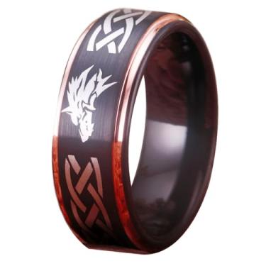 Imagem de CLOUD DANCER Anel Royal Triforce com gravação personalizada The Legend of Zelda, anel de cosplay Zelda, anel de elos de lobo - 8 mm de largura prata/azul/preto/ouro/ouro rosa anel de carboneto de