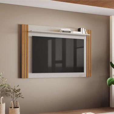 Imagem de Painel Ripado Para Tv Até 75 Polegadas Off White/freijó Trend