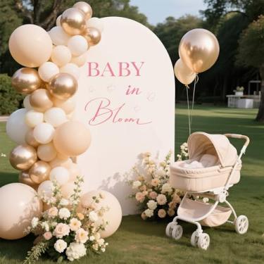 Imagem de Baby in Bloom Decorações de chá de bebê adesivos de sinal de festa para arco de balão decalque de fundo decalque menino ou menina decoração revelação de gênero - rosa