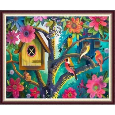 Imagem de Foxnyart Kits de ponto cruz estampado, gama completa de kits de bordado para iniciantes e adultos, padrões de bordado de 11 CT, artesanato, faça você mesmo, kit de bordado, flor de terceiro para casa