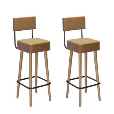 Imagem de Kit 2 Banquetas Altas Barcelona material sintético Amarula - Loja Shee