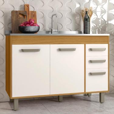 Imagem de Balcão De Cozinha Com Pia 120cm Emily Freijó/off Acetinado Z44 - Mpozenato