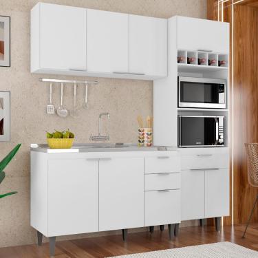 Imagem de Armário De Cozinha Cp02 Com Pia 120cm Pérola Z34 Branco - Mpozenato