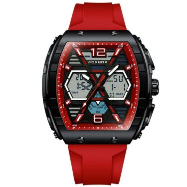 Imagem de Relógio De Quartzo Esportivo Masculino Dual Display Led Digital A Prova D'água Vermelho