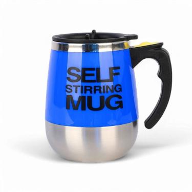 Imagem de Copo Elétrico Stirring Mug 400ml Caneca Azul Escuro Com Mixer Magnético Recarregável De Aço Inox