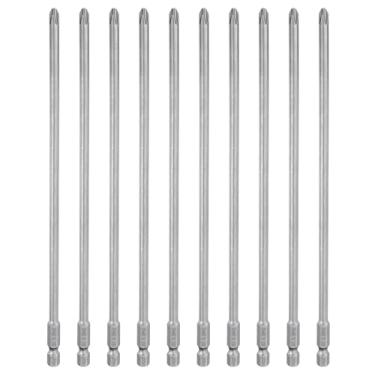 Imagem de HARFINGTON 10 peças de chave de fenda Phillips número 2 PH2 haste sextavada de 1/10.2 cm 8" (200 mm) de comprimento magnético S2 de aço de grau industrial, broca elétrica de cabeça cruzada, haste de