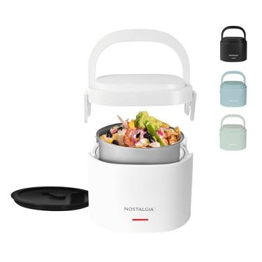 Imagem de Lancheira elétrica portátil de 590 ml – Tamanho de viagem com capacidade de 2,5 xícaras para sopa, pimentão, macarrão e sobras – tampa selada de silicone à prova de vazamento, alça de transporte