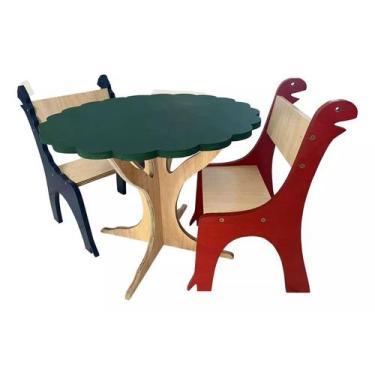 Imagem de Mesinha Mesa Árvore C/ 2 Cadeiras Infantil Montess CM2022 - Color Mobi