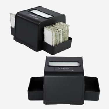 Imagem de Kit Dispenser Nobre Porta-Guardanapo Interfolhado com Porta-Sachê – Cores Preto e Branco – Compacto, 2 em 1, para Balcões, Cafeterias, Restaurantes e Uso Doméstico (2, Preto)
