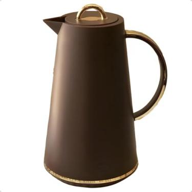 Imagem de Garrafa Térmica de Café Chá 1L Samira Dourada Click Abre e Fecha (Marrom)