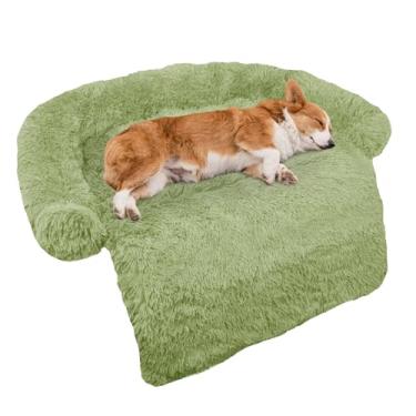 Imagem de GGIB Tapete calmante de pelúcia para cães, protetor de móveis, com capa lavável removível para cães e gatos grandes, médios e pequenos (médio, verde grama)