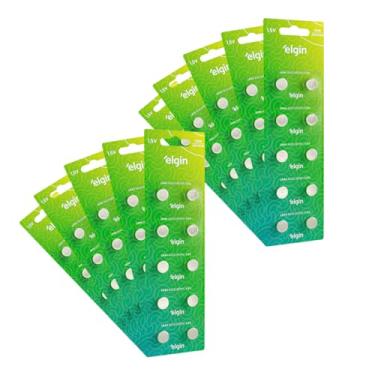 Imagem de 100 Baterias Alcalina Lr44 Elgin Botão 10 Cartelas C/ 10 Uni