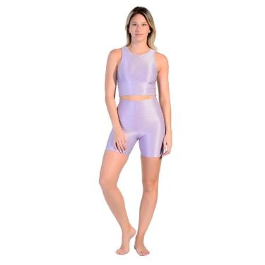 Imagem de Conjunto Esportivo Shorts Básico + Top Cropped em Tecido Half Shine Wunder-Feminino