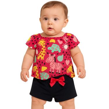 Imagem de Conjunto Bebê Menina Blusa e Shorts Algodão Kyly-Feminino