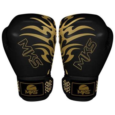 Imagem de Luva De Boxe Muay Thai Mks Mythology Em Couro Black, 14 Oz
