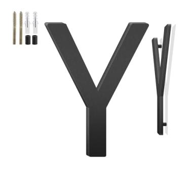 Imagem de Números de casa flutuantes de 10 cm e letras de metal para placas externas, números de casa para fora, letras de endereço de alumínio e números para porta, caixa de correio, jardim, perfeito para casa