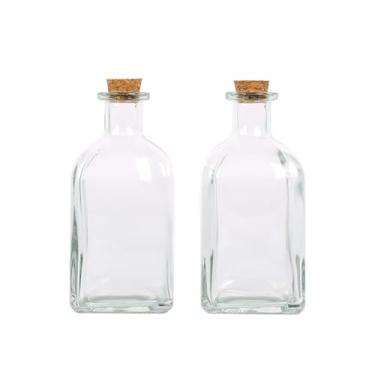 Imagem de Magic Season Garrafas de vidro decorativas com rolhas de cortiça (garrafas quadradas de 250 ml/conjunto de 2)