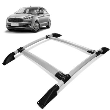 Imagem de Rack Bagageiro Teto Ford Ka 2014 a 2021 Tubolar Prata