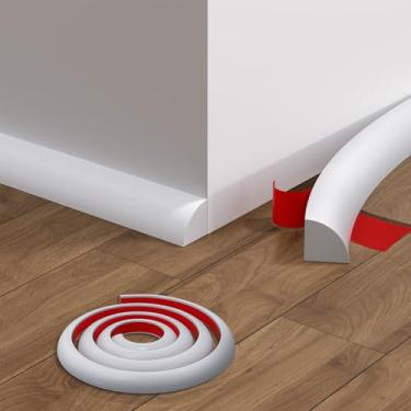 Imagem de Acabamento de moldagem de rodapé flexível – Acabamento de parede de borracha de 99 cm, base de enseada de vinil autoadesiva para bordas de piso e parede, branco